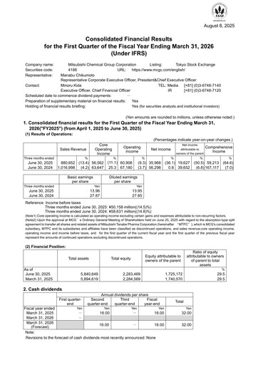 Thumbnail Mitsubishi Chemical Holdings
 Quarterly Report 2026-q1