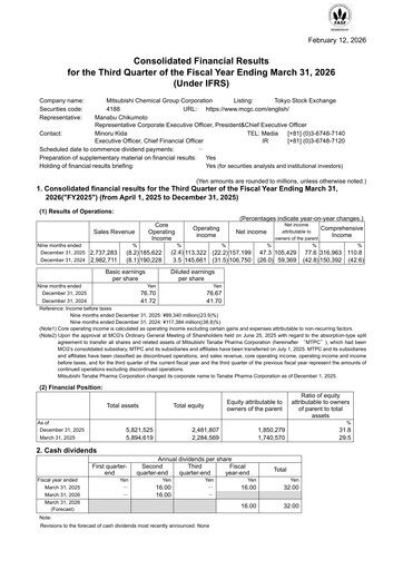 Thumbnail Mitsubishi Chemical Holdings
 Quarterly Report 2026-q3