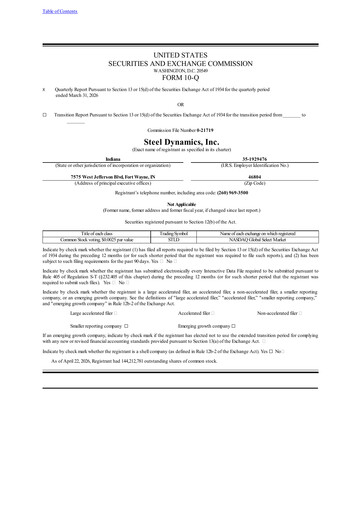 Thumbnail Steel Dynamics
 Quarterly Report 2026-q1