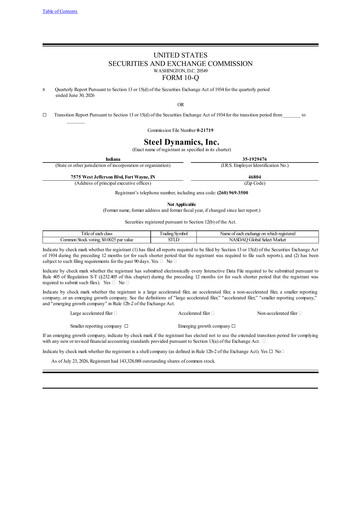 Thumbnail Steel Dynamics
 Quarterly Report 2026-q2
