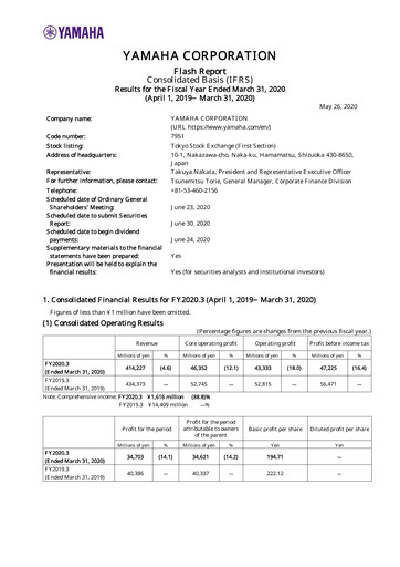 Thumbnail Yamaha Financial Statement fy2020