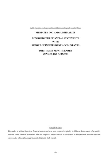 Thumbnail MediaTek Financial Statement 2026-h1