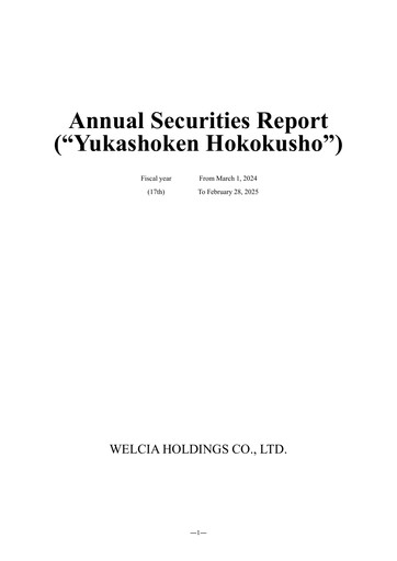 Thumbnail Welcia Holdings Financial Report fy2025