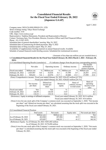 Thumbnail Welcia Holdings Financial Statement fy2022