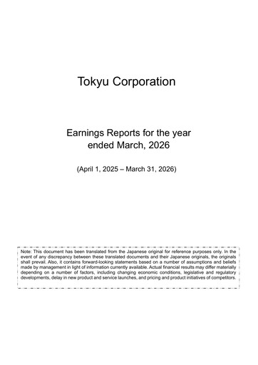 Miniature Tokyu Rapport financier 2026