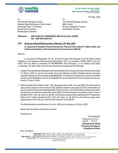 Miniature Powergrid Corporation of India
 Bilan financier 2024-2025