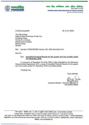 Thumbnail Powergrid Corporation of India
 Quarterly Report 2019-q3