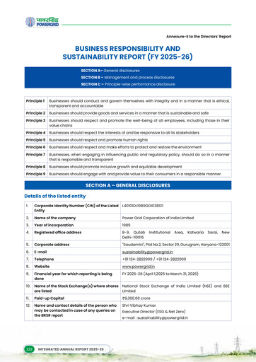 Thumbnail Powergrid Corporation of India
 Sustainability Report 2025-2026