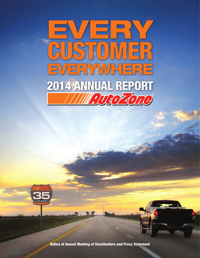 Thumbnail AutoZone Annual Report 2014
