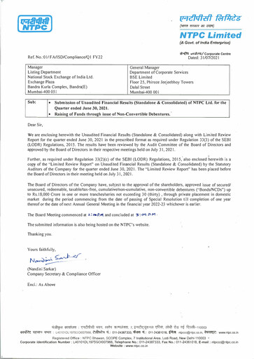 Thumbnail NTPC Limited
 Quarterly Report 2021-q1