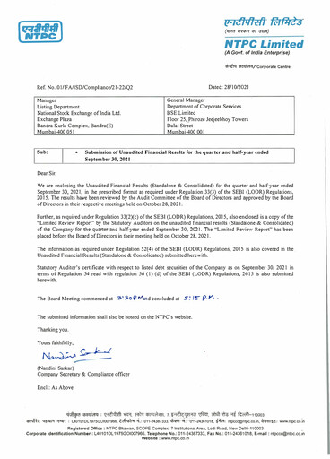 Thumbnail NTPC Limited
 Quarterly Report 2021-q2