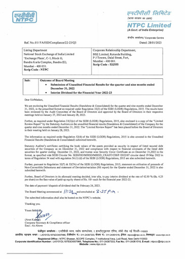 Thumbnail NTPC Limited
 Quarterly Report 2022-q3