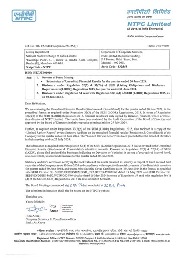 Thumbnail NTPC Limited
 Quarterly Report 2024-q1
