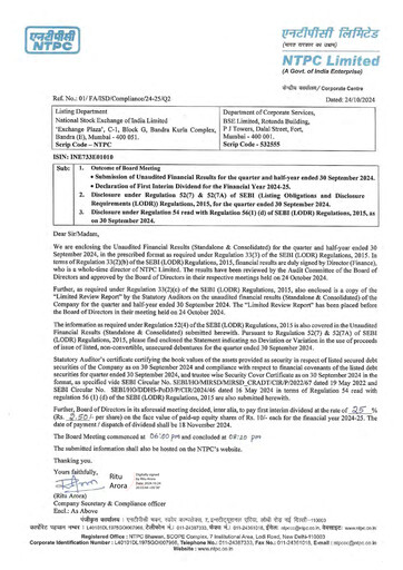 Thumbnail NTPC Limited
 Quarterly Report 2024-q2
