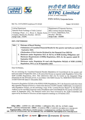 Thumbnail NTPC Limited
 Quarterly Report 2025-q2