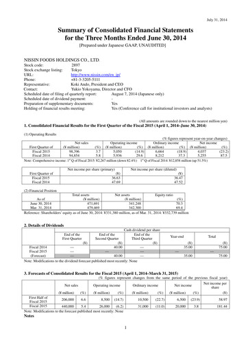 Thumbnail Nissin Foods
 Financial Statement 2015-q1