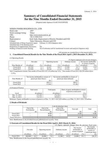 Thumbnail Nissin Foods
 Financial Statement 2016-q3