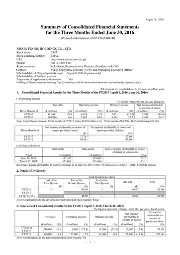 Thumbnail Nissin Foods
 Financial Statement 2017-q1