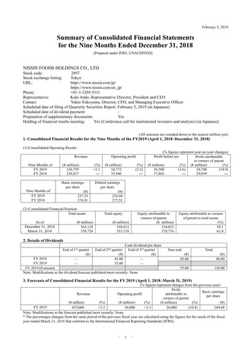 Thumbnail Nissin Foods
 Financial Statement 2019-q3