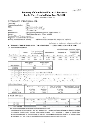 Thumbnail Nissin Foods
 Financial Statement 2025-q1