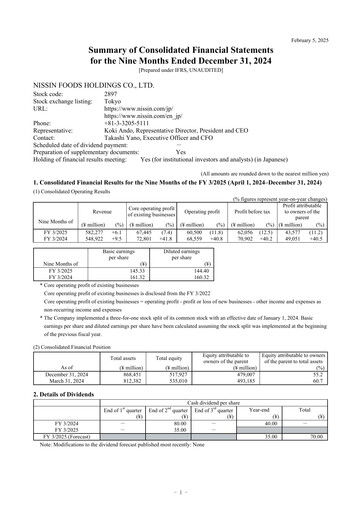 Thumbnail Nissin Foods
 Financial Statement 2025-q3