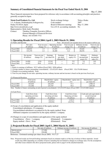 Thumbnail Nissin Foods
 Financial Statement fy2004
