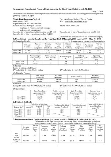 Thumbnail Nissin Foods
 Financial Statement fy2008