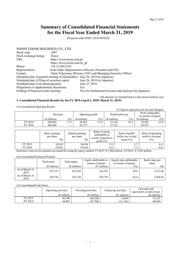 Thumbnail Nissin Foods
 Financial Statement fy2019