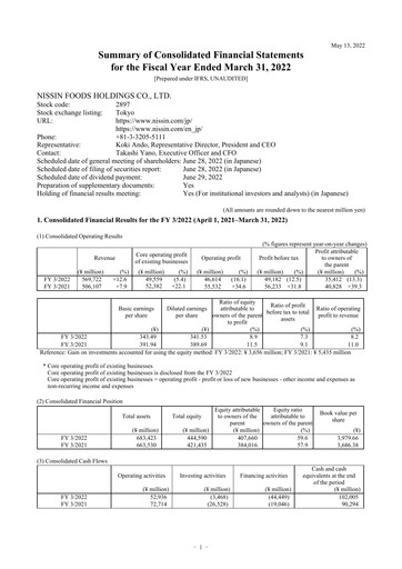 Thumbnail Nissin Foods
 Financial Statement fy2022