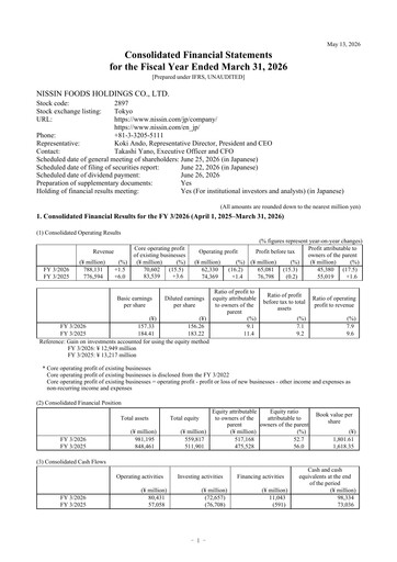 Thumbnail Nissin Foods
 Financial Statement fy2026