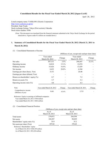 Thumbnail Yaskawa Financial Statement fy2011