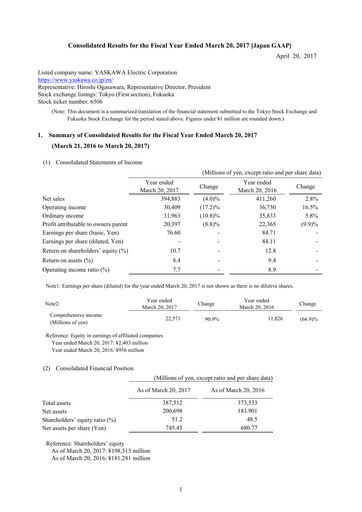 Thumbnail Yaskawa Financial Statement fy2016