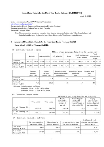 Thumbnail Yaskawa Financial Statement fy2020