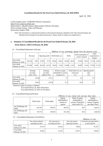 Thumbnail Yaskawa Financial Statement fy2025