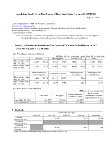 Thumbnail Yaskawa Quarterly Report 2026-q1