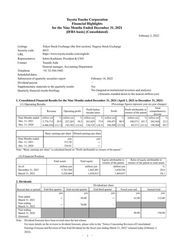 Thumbnail Toyota Tsusho
 Quarterly Report 2021-q3