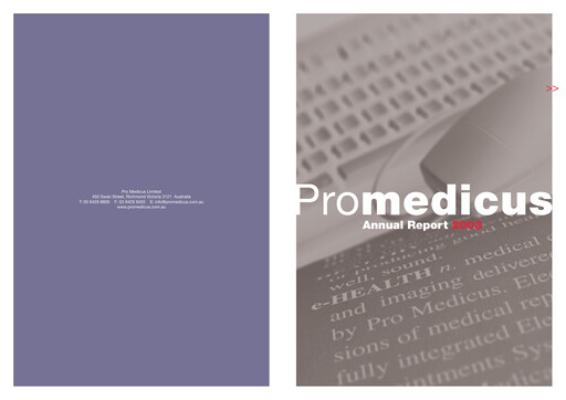 Thumbnail Pro Medicus Annual Report 2003