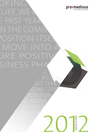 Thumbnail Pro Medicus Annual Report 2012