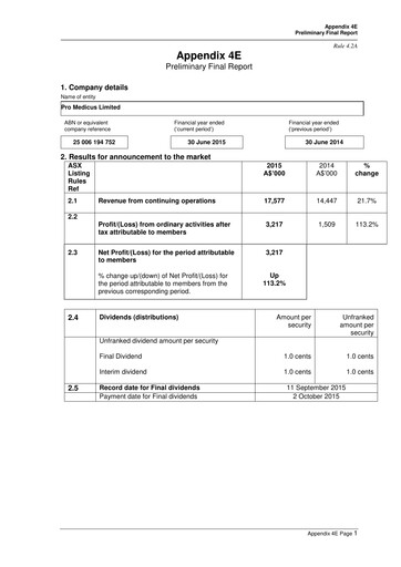 Thumbnail Pro Medicus Financial Report fy2015