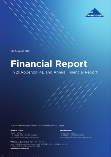 Thumbnail Whitehaven Coal Financial Statement 2021