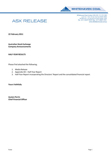 Thumbnail Whitehaven Coal Half-year Report 2011-h1