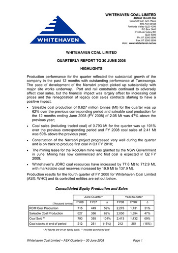 Thumbnail Whitehaven Coal Quarterly Report 2008-q2