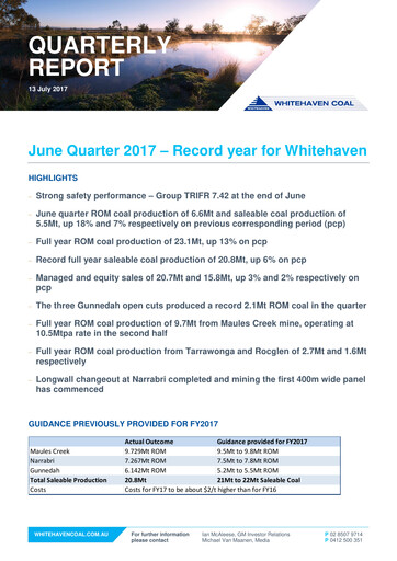 Thumbnail Whitehaven Coal Quarterly Report 2017-q2