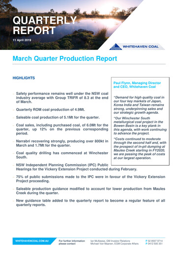 Thumbnail Whitehaven Coal Quarterly Report 2019-q1