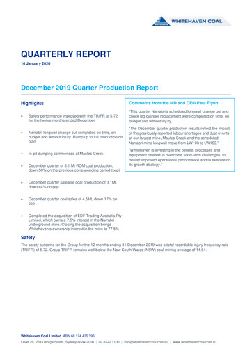 Thumbnail Whitehaven Coal Quarterly Report 2019-q4
