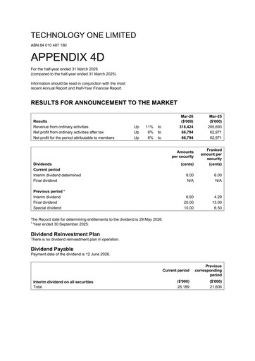 Thumbnail Technology One Half-year Report 2026-h1