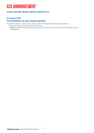 Thumbnail Flight Centre Travel Group Limited Annual Report fy2025