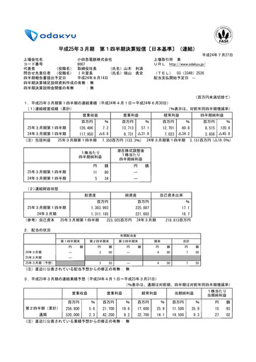 Thumbnail Odakyu Electric Railway Quarterly Report 2013-q1