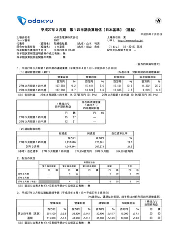 Thumbnail Odakyu Electric Railway Quarterly Report 2015-q1