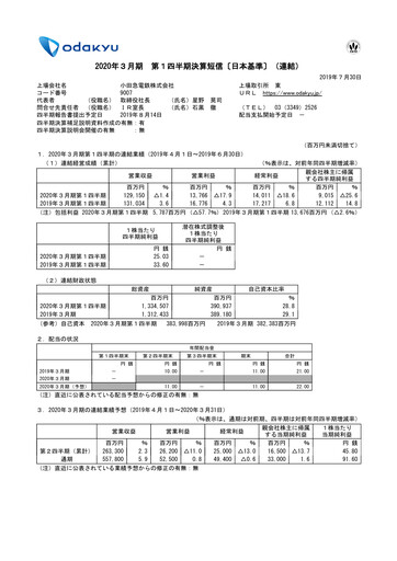 Thumbnail Odakyu Electric Railway Quarterly Report 2020-q1